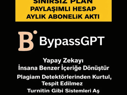 BypassGPT AI Humanizer Unlimited Hesap – Yapay Zeka Metin İnsancıllaştırıcı | 1 Aylık (Paylaşımlı Hesap)