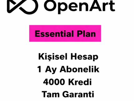 OpenArt AI Essential Hesap – Yapay Zeka Görsel & Video Üretici (4.000 Kredi) | 1 Aylık (Özel Hesap)