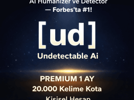 Undetectable AI Hesap – AI Dedektör & İnsancıllaştırıcı (20.000 Kelime) | 1 Aylık (Özel Hesap)