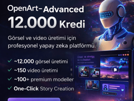 OpenArt Advanced AI – 12.000 Kredi | 1 Aylık Premium Görsel & Video Üretim Hesabı