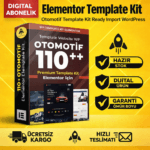 110+ Otomotif Elementor Template Kit – WordPress Otomotif Dealer & Bengkel Website Şablon Paketi (Ömür Boyu Lisans)
