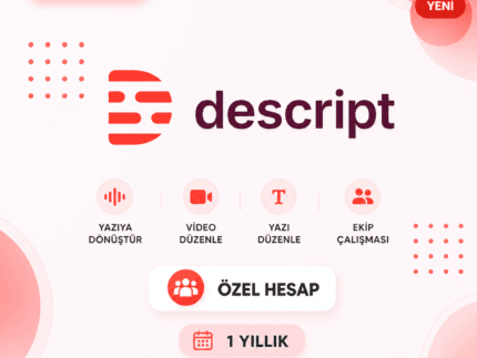 Descript Creator 1 Yıllık – AI Video & Podcast Editörü | Metin Tabanlı Düzenleme, Overdub, Studio Sound, 4K Export | Promosyon Kodu ile Aktive Edilir