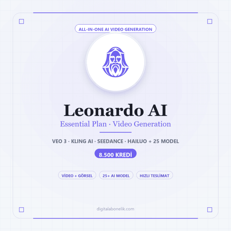 Leonardo AI Video Gen Essential Plan 8.500 Kredi - DigitalAbonelik