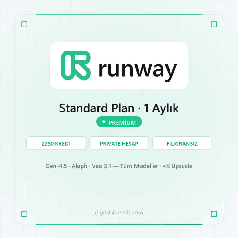 Runway Standard Plan 1 Aylık 2250 Kredi - DigitalAbonelik