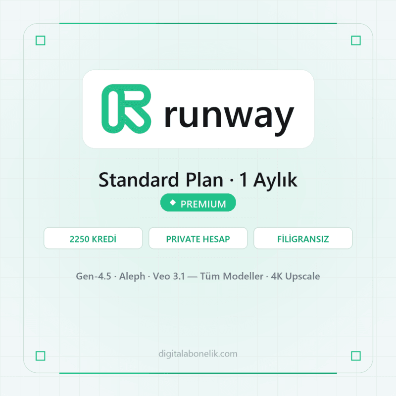 Runway Standard Plan 1 Aylık 2250 Kredi - DigitalAbonelik