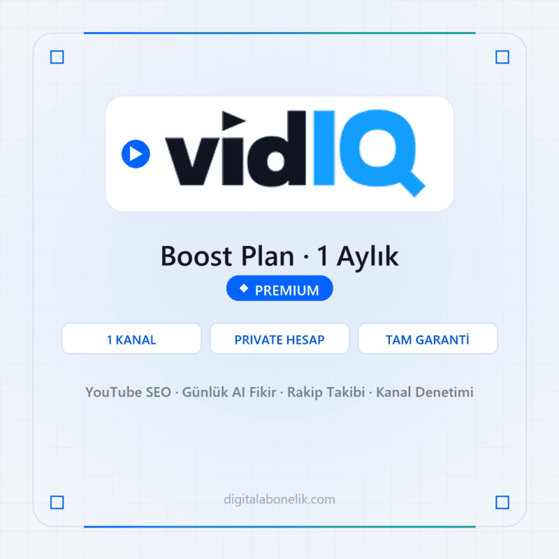 vidIQ Boost Plan 1 Aylık YouTube SEO Aracı - DigitalAbonelik