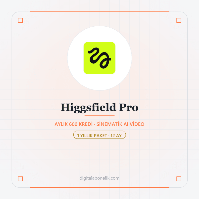 Higgsfield Pro 12 Aylık - DigitalAbonelik