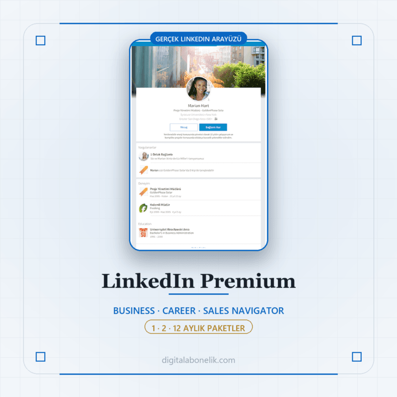 LinkedIn Premium gerçek profil ekranı - DigitalAbonelik